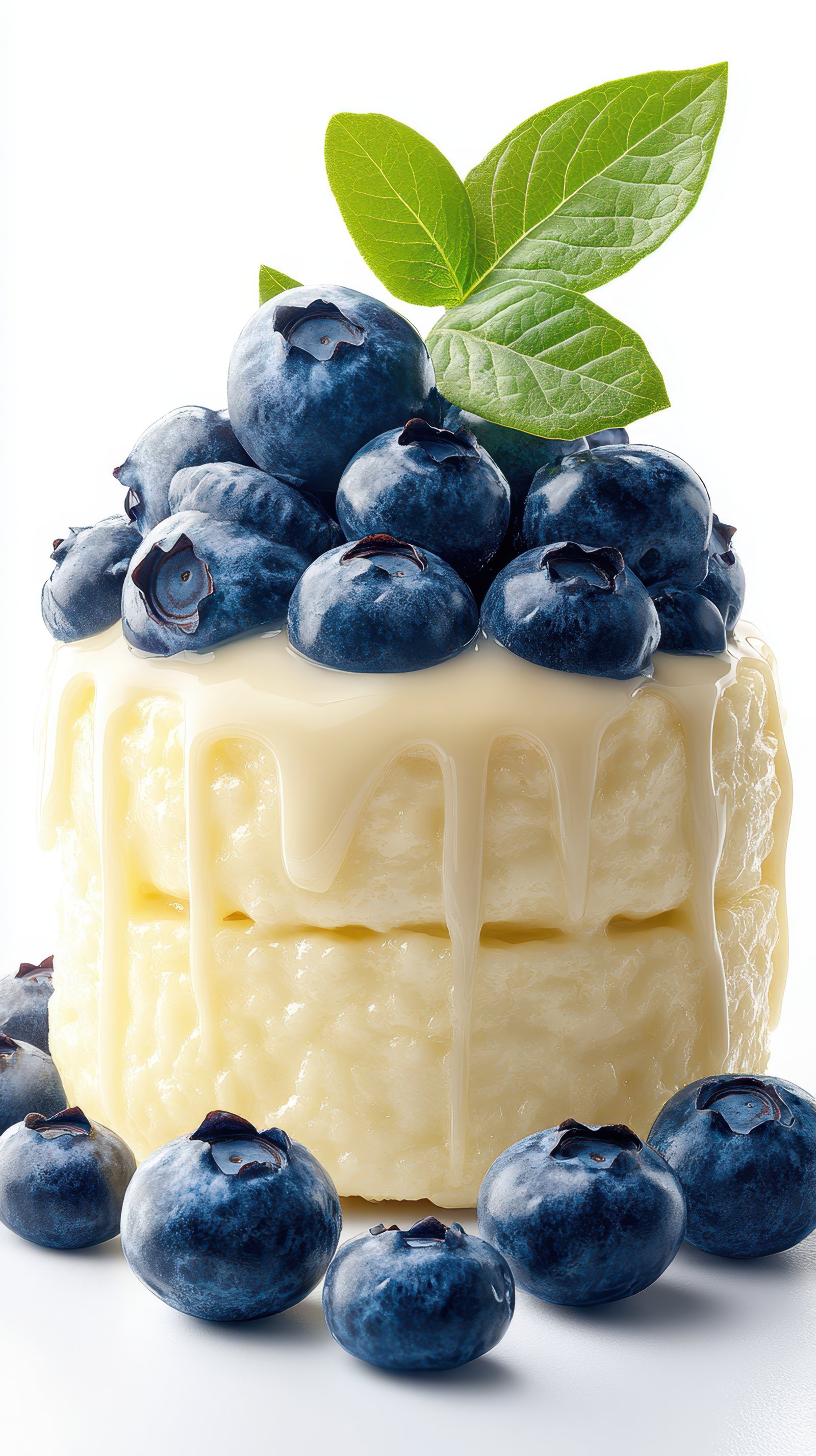 Creamy dessert topped with fresh blueberries and a mint leaf creating a delightful treat for summer gatherings